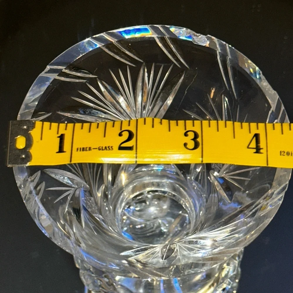Vintage Bohemian Hand Cut Lead Crystal Pinwheel 3 Footed Vase